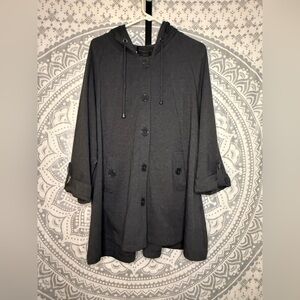 Christian Siriano Charcoal Cape Hooded Coat
